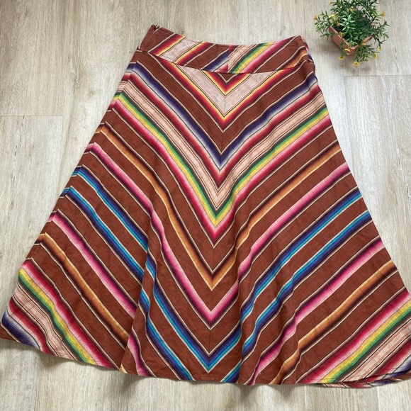 Lauren Ralph Lauren Rainbow Stripe Linen Midi Skirt - Picture 2 of 8